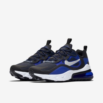 Nike Air Max 270 React - Nagyobb Gyerek Utcai Cipő - Sötétkék/Kék/Fekete/Metal Titán